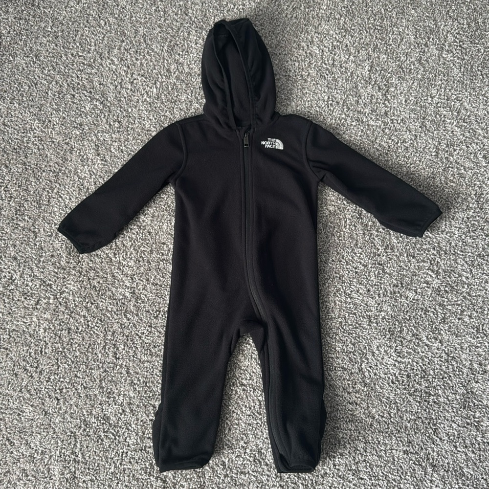 Like new! North Face fleece coverall, black, 6-12mo